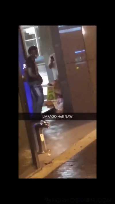 Blonde sucks BBC in public place, she knows her place well