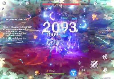 Kazuha barely built and putting in so much work. Rotations are so fluid.