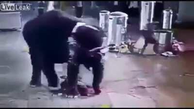 Elephant stomps pesky human. D or V?