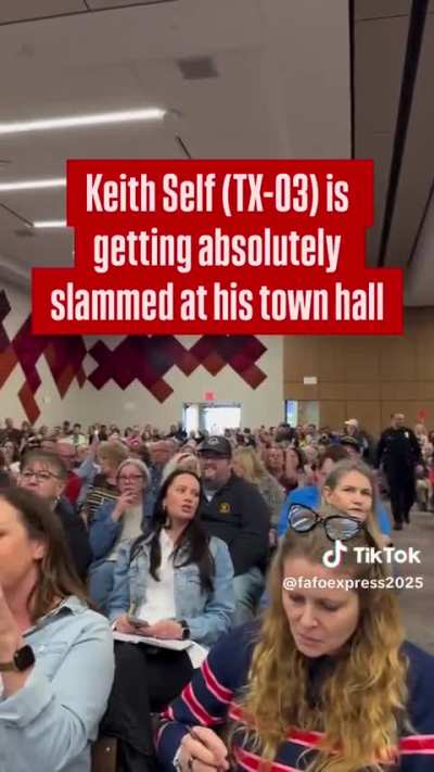 Texas Republican Representaive Keith Self getting slammed at his own town hall