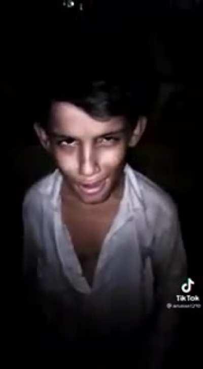 Guy trying to look scary