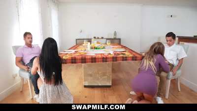 Milf Moms Get Down and Dirty with One another's Stepsons!