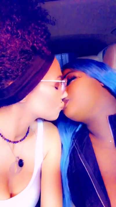 Kissing outside of the bar