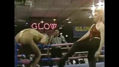 GLOW's Tiffany Mellon dropped on the turnbuckle