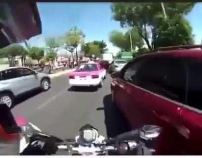 WCGW Biker got cut off by this lady, gotta love karma ending