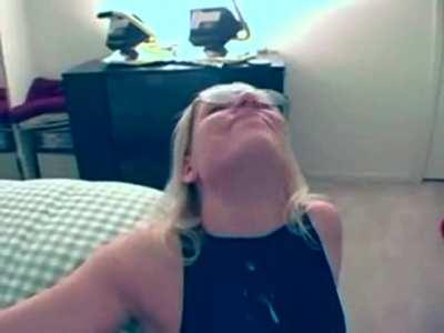 Blonde Slut Doesn't Like Cum on Her Face