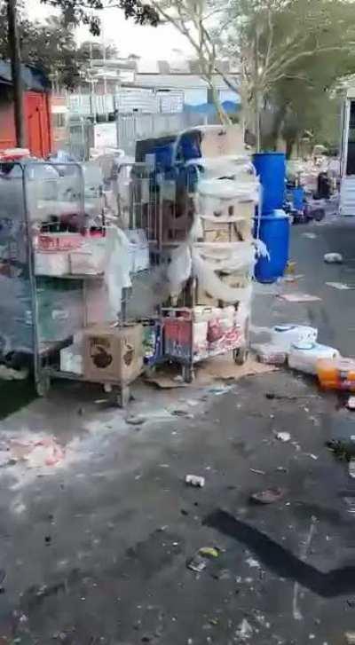 Loot everywhere, coos stopped them by slashing tires, breaking windscreens and probably shooting at them.