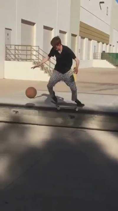 Doing a skateboard trick