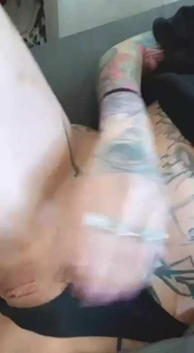 Fucking myself while he sleeps