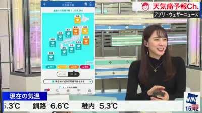 During the weather forecast in Japan a reporter accidentally showed what she’d been looking at on her phone: IT'S RENTIN' TIME 🔥🔥