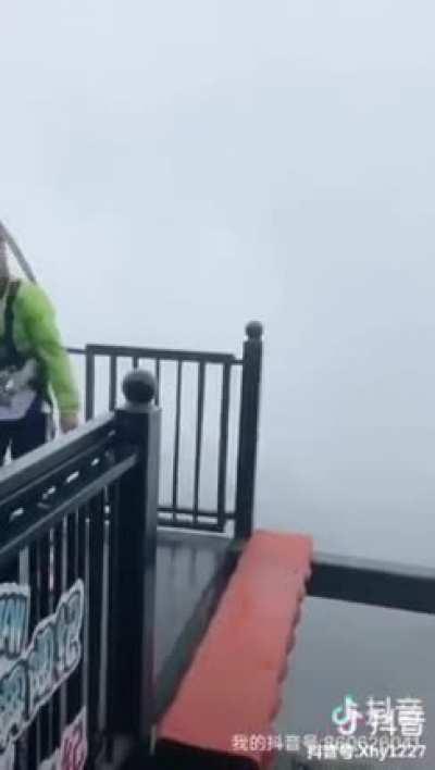 I wouldn't be that happy after realizing I could have plummeted to my death