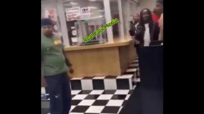 2 middle weight guys beat up a heavy weight guy, then he starts saying “you know what time it is, right? And proceeds to hand out an ass whooping