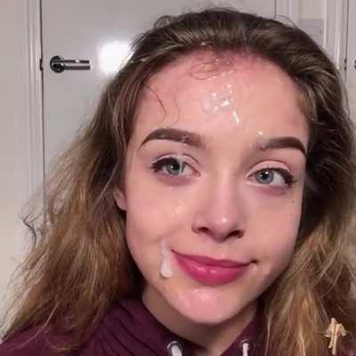 She is even cuter with cum on her face