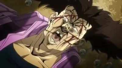 Jotaro and Polnareff beating the shit out of Alessi for a long time