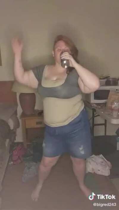Footage of me partying when my TikTok cringe folder hit 1k videos