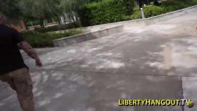 Crowd chants “shit your pants” at Kaitlin Bennett (aka “gun girl”) at University of Southern Florida, referencing a picture that appears to be her after shitting herself, passed out on the floor.