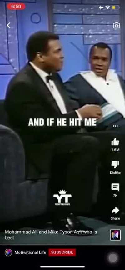 Mike Tyson acknowledging Muhammad Ali