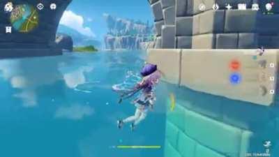 I just found out that Qiqi does a bomb instead of diving into water