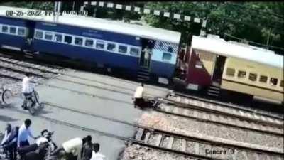 bike got stuck on tracks