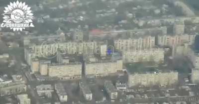 The Ukrainian Armed Forces carried out an airstrike by Su-27 using 2 guided aerial bombs on the location of the Russian regiment in Lysychansk. May 2025, Luhansk region.