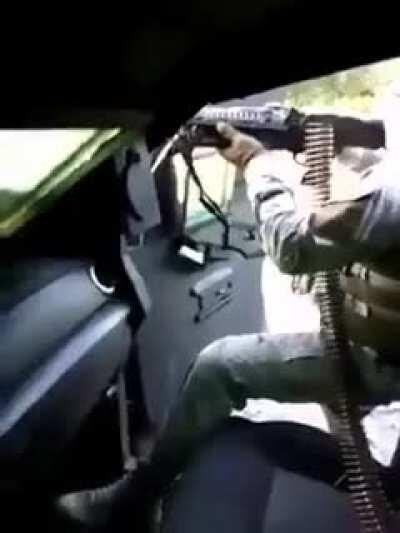 Calmly engaging the enemy in a up armored vehicle