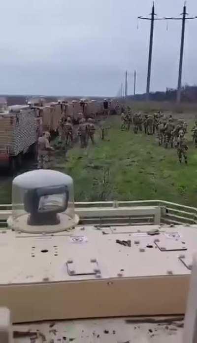 A column of British armored cars 