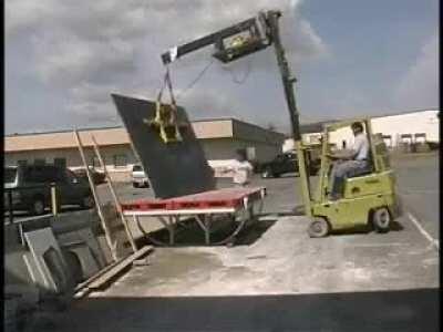 Moving granite with a forklift