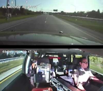 Floridian police trooper stops drunk driver with her car…