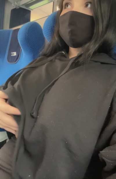 Watch out! Massive titties in the train!