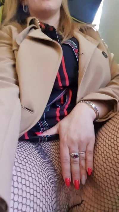 On the train, quietly, with a little embarrassment, I must have teased my pussy because I was slightly horny.
