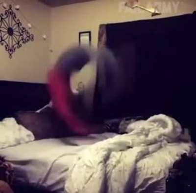 WCGW triple backflipping on bed