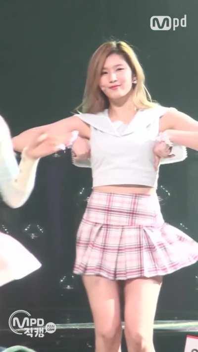 Sana - pink plaid skirt, white top