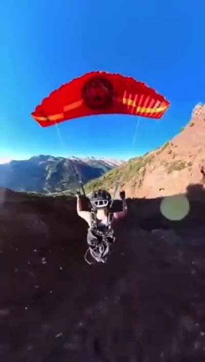 Paragliding version of the death star trench run 
