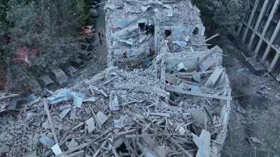 Aftermath of tonight's russian missile attack on Lviv, destroying a residential building.