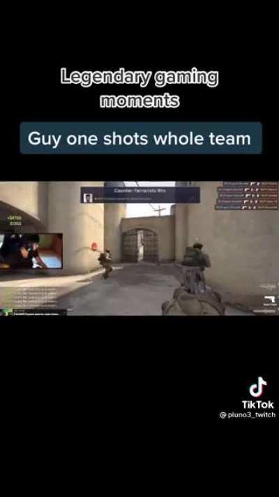 I didn't know where to post this. But this guy wiped out a team in one shot. Credit: pluno3_twitch on tik tok