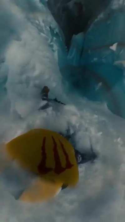 Skier falls into a massive crevasse in La Grave, France