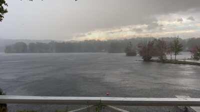 Rain and wind on a lake in Connecticut