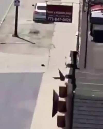 Guy gets run over for throwing rocks at cars!