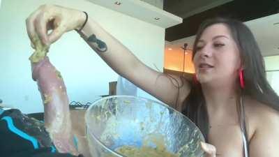 Nasty Nat making a sloppy mess all over the dick