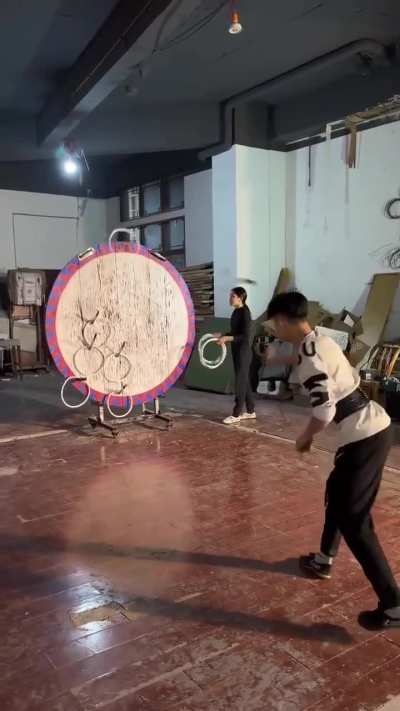 His knife throwing skills are next-level!