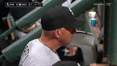 [Highlight] Oscar Colas hits a single up the middle for the White Sox during his first major league AB as ESPN shows a pre-recorded interview