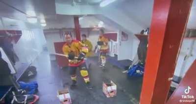 To break a hockey stick