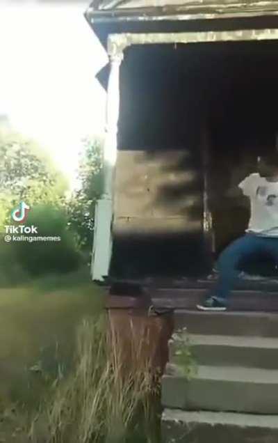 Kicking Piller Of Abandon Home In Detroit