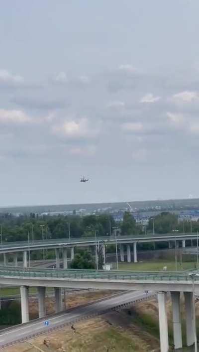 RU POV: MoD Ka-52 dodges a Strela-10 missile launched by PMC Wagner units.