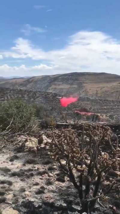 Fire Fighting plane has a damn close call