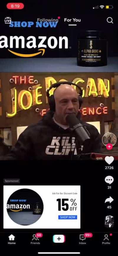 A deepfake Rogan scam ad from TikTok