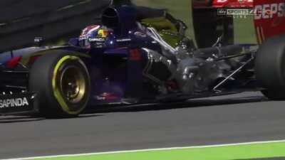 F1 car doing a striptease.