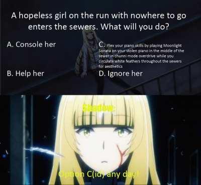 This dude stole a piano and carried it all the way to the underground ruins and added feathers for [the eminence in shadow] vibe