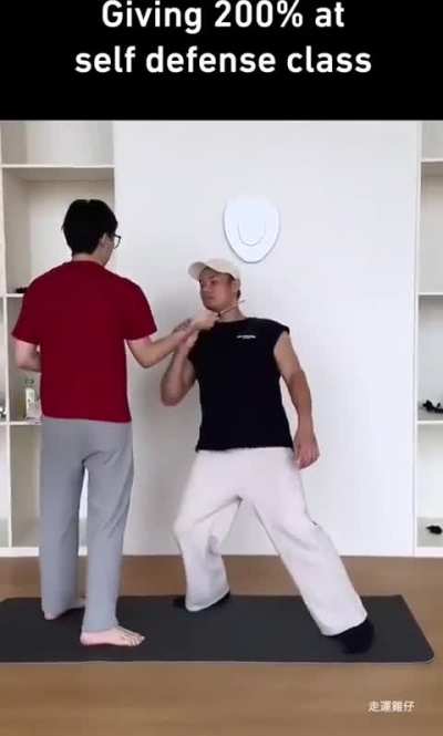 Giving it your all in a self defence demonstration