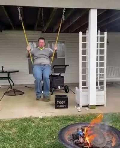 WCGW weeing near a fire